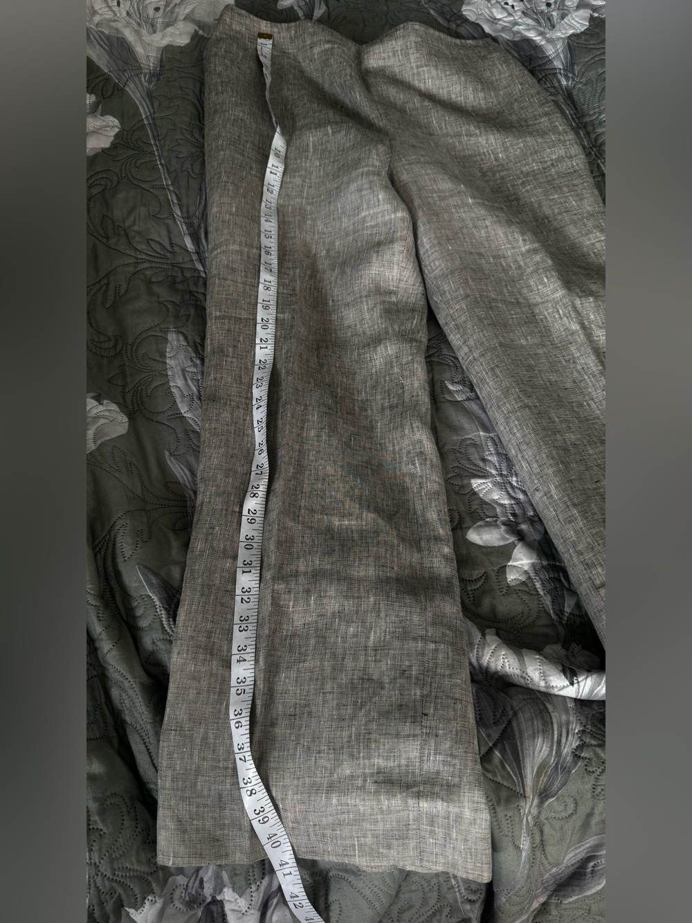 Women's Straight-Leg Linen Blend Pants - Light Gray - Picture 8 of 10